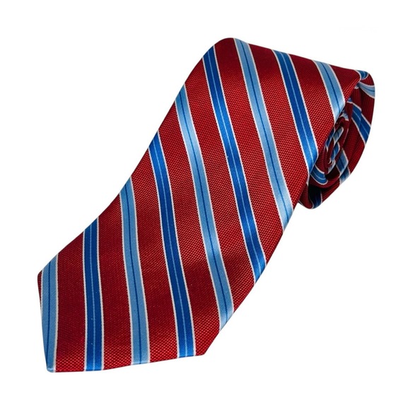 Brooks Brothers 346 Men's Striped Neck Tie Pure Silk Made in USA 4"x60" Red Blue - Picture 1 of 8